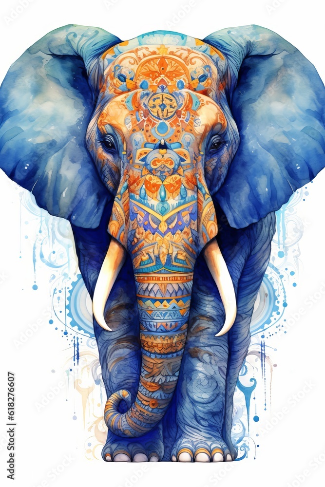 Aufkleber regal elephant with intricate patterns on its trunk . ai generated