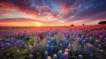 A vibrant field of wildflowers stretches as far as the eye can see, their vibrant colors dancing in the gentle breeze, painting the landscape with a kaleidoscope of hues. Generative AI