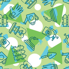 Seamless pattern background with gardening icons Vector illustration