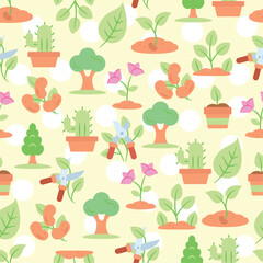 Seamless pattern background with gardening icons Vector illustration