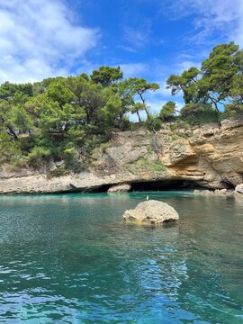 Beautiful sea rocky coast in Montenegro Ulcinj.