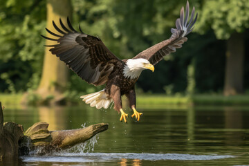 A image of a majestic eagle soaring through the sky, capturing its grace and power in