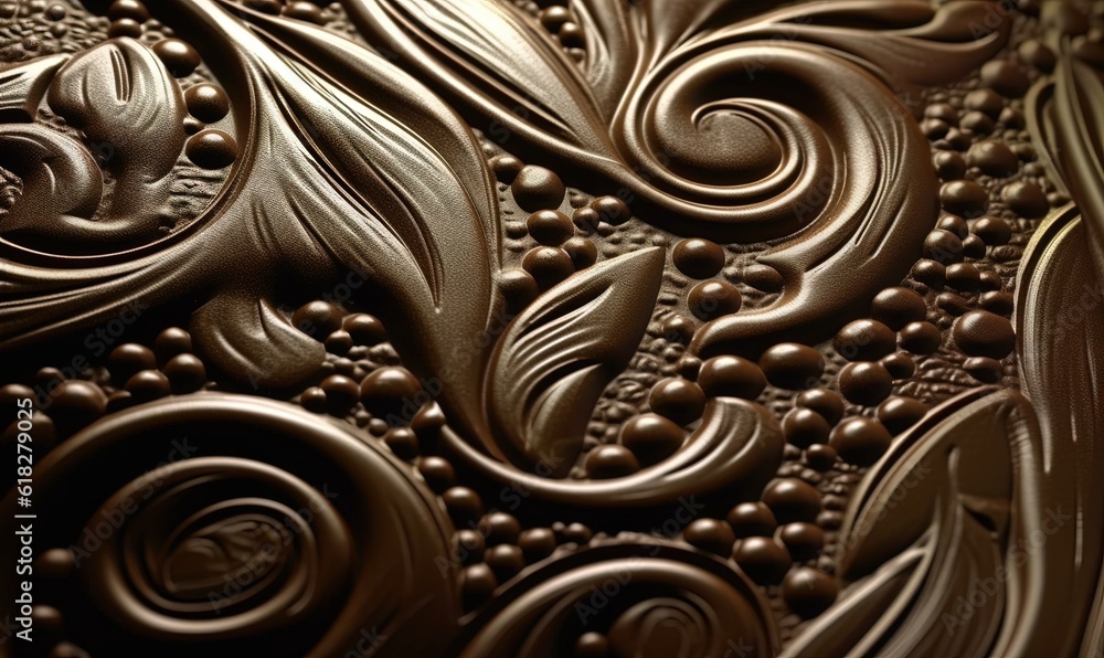 Aufkleber a close up of a chocolate textured surface with swirls and bubbles on it's surface, with a brown bac