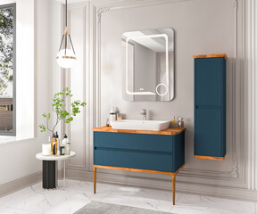 modern apartment bathroom. 3D illustration.