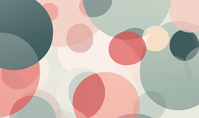  an abstract background with circles of different sizes and colors on a light green and light pink color scheme, with a soft pink and green background.  generative ai