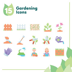 Set of different colored gardening icons Vector illustration