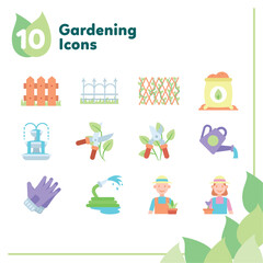 Set of different colored gardening icons Vector illustration