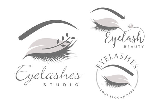 Eyelashes logo design vector icon beauty unique studio