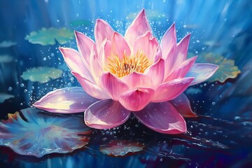 Tranquil Lotus watercolor illustration. AI generated