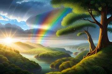 landscape with rainbow