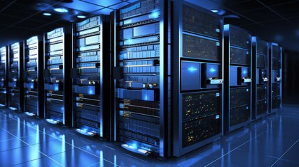 Fototapeta premium Visualization of virtual networks running on a physical network infrastructure, enabling flexible network configurations