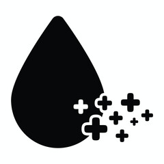 Water drop and plus vector icon. Black and White icon vector illustration stock illustration