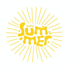 Lettering composition of Summer and abstract shape. Summer lettering. Vector Stock illustration stock illustration