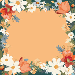 Cartoon set of flat floral stickers. Vector illustration for print