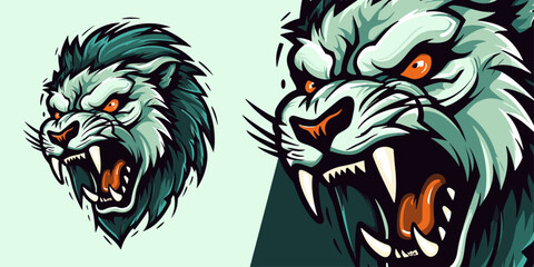 Illustration of Aggressive Zombie King Lion: Graphic for Sport and E-Sport Gaming