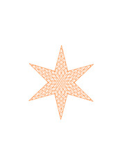 Fototapeta na wymiar stern, fläche mit symmetrischen netzartigen orangen strukturen, modern art