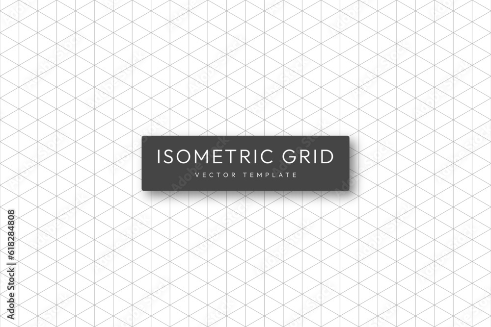 Poster Isometric grid template. Seamless isometric grid mockup. Black isometric projection mesh for drawing. Vector