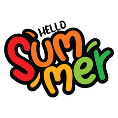 Lettering composition of Summer and abstract shape. Summer lettering. Vector Stock illustration stock illustration