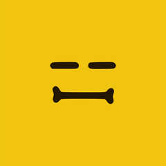 Sad emoticon in doodle style. Cartoon face expressions isolated on yellow background
