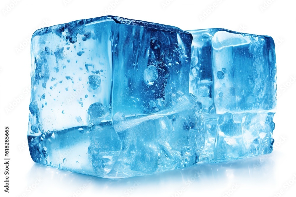Poster ice cubes isolated on white background. Generated by AI.