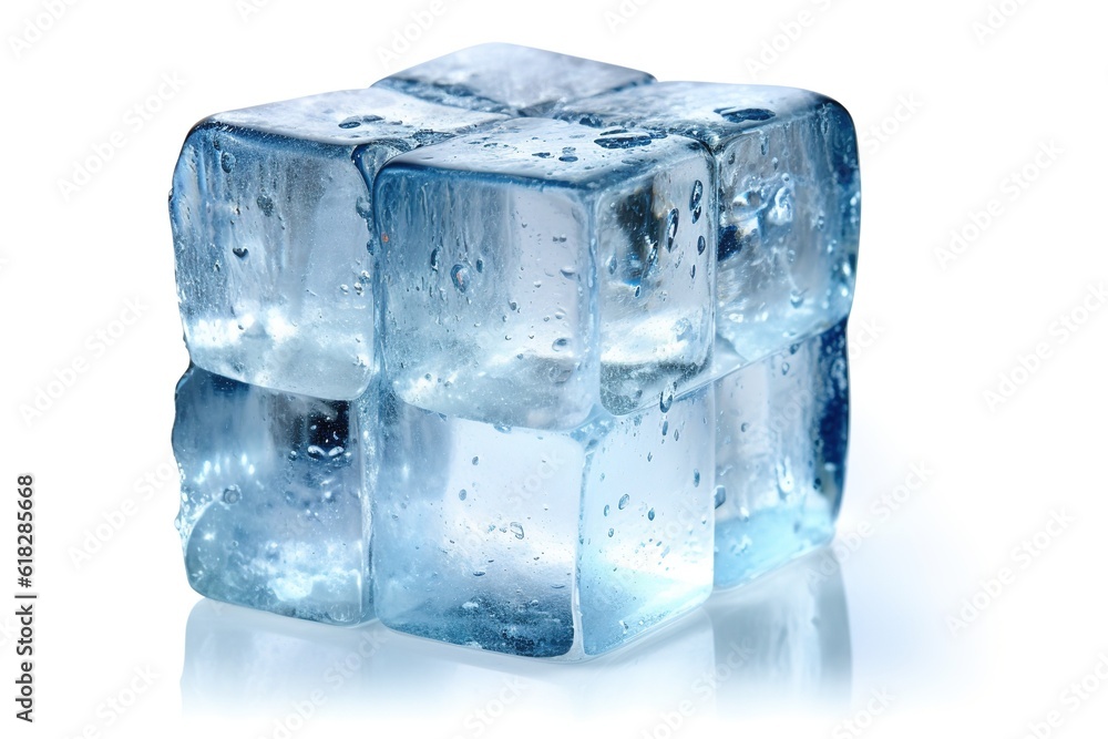 Poster ice cubes isolated on white background. generated by ai.