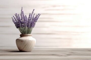 lavender in a unique vase with wooden desk AI Generated