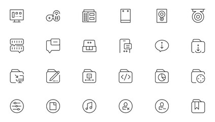 Office and Business Flat Line Icon set vector