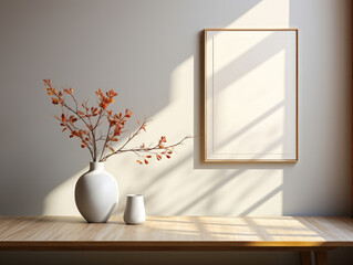 Blank wall mockup in home Interior Background, Mockups Design 3D, High-quality Mockups, Generative Ai