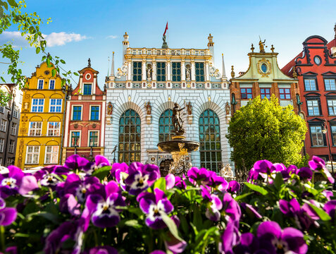 Fountain and flowers
