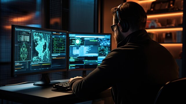 Network operations center with technicians monitoring network traffic, troubleshooting issues, and ensuring network performance