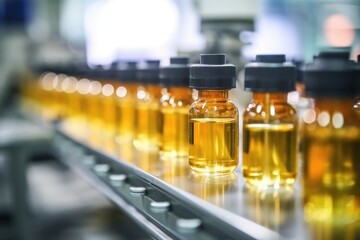 Medical vials Manufacturing on medicine production line