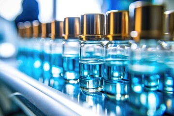 Medical vials Manufacturing on medicine production line - Powered by Adobe