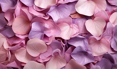  a large pile of pink and purple flowers with petals on them.  generative ai