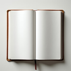 Open book with blank pages on a white background, 3D. AI generative.