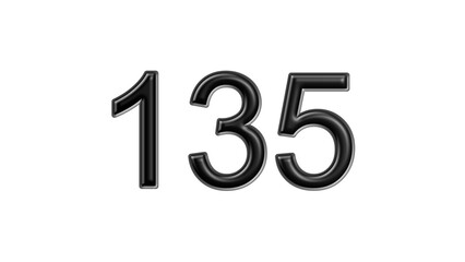 135 black lettering white background year number