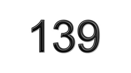 139 black lettering white background year number