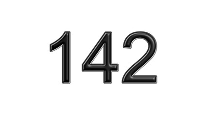 142 black lettering white background year number