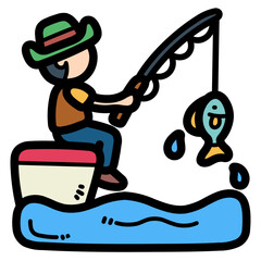 Fishing filled outline icon style