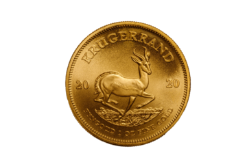 Krugerand 1 OZ Gold cut out from South Africa.