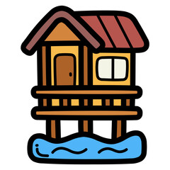 stilt house filled outline icon style