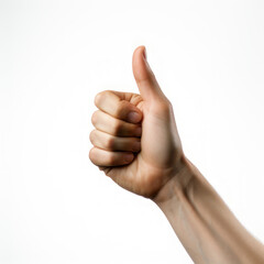 Hand showing thumbs up isolated on white background. AI generative.