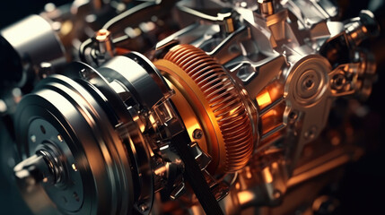 Close-up modern electric car engine