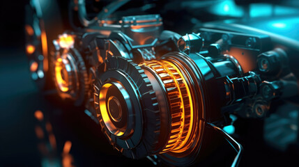 Fototapeta na wymiar Close-up modern electric car engine