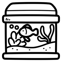 fish tank line icon style