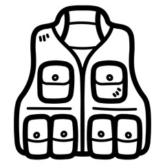 fishing vest line icon style