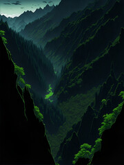 Morning forest landscape. AI generated illustration