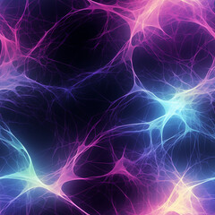 Futuristic Neon Neuron Seamless Pattern