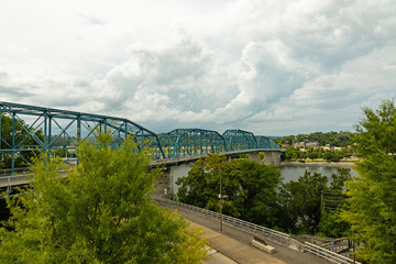 Fototapeta premium view to Walnut Street Bridge and Tennessee river in Chattanooga