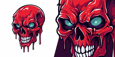 Illustration Vector Graphic: Red Skull Slime Logo for Sport and E-Sport Gaming Teams