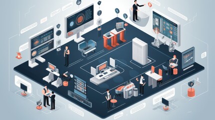 Obraz premium Illustrate a scene depicting robust network security measures, such as firewalls, intrusion detection systems, and encrypted communications